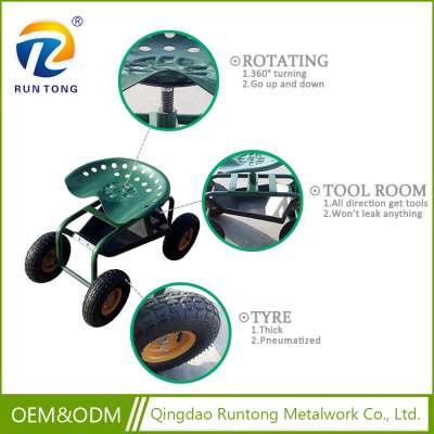 New Style Top Quality Factory Low Cost High Quality Mini 4 Steel Wheel Tool Seat Used Garden Wagon Cart