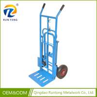 Manufactory Warehouse Foldable Steel Folding Hand truck 4 Wheels Hand Trolley