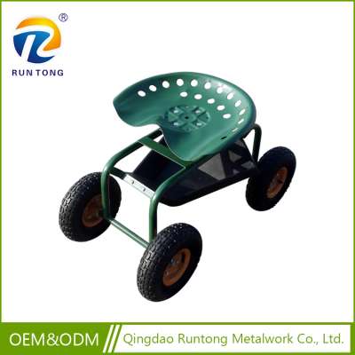 Durable Modern High Quality Low Cost Croft 4 Pneumatized Steel Wheels Green Garden Tool Cart